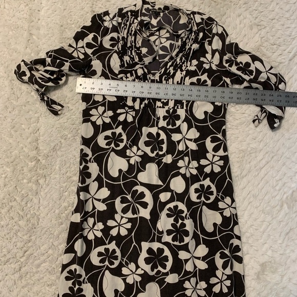 Lucky Brand Hearts and Clovers Black and White Floral Dress Women’s Medium - Picture 5 of 12